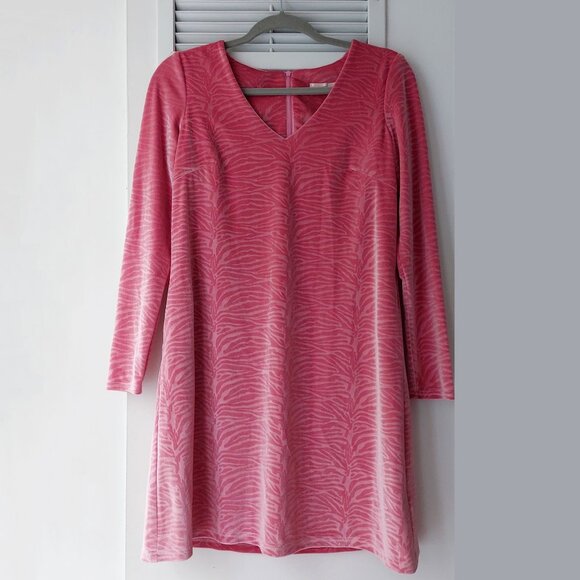 NWOT Traffic People Velour Velvet Jacquard Pink Shift Dress Zippered Back Zebra - Picture 9 of 16